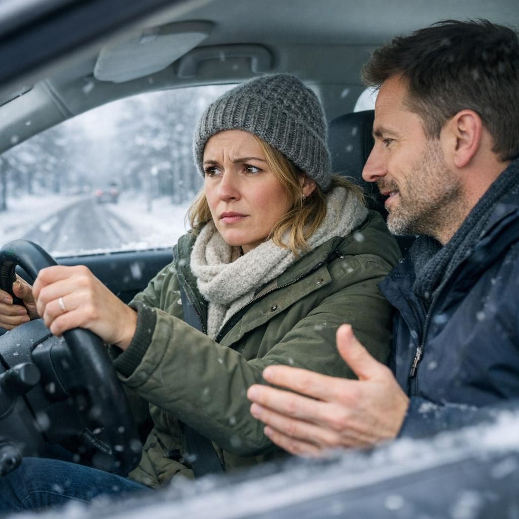 Artikel over angst en spanning bij autorijden in de sneeuw en hoe dit vaak een stressreactie van het brein is
